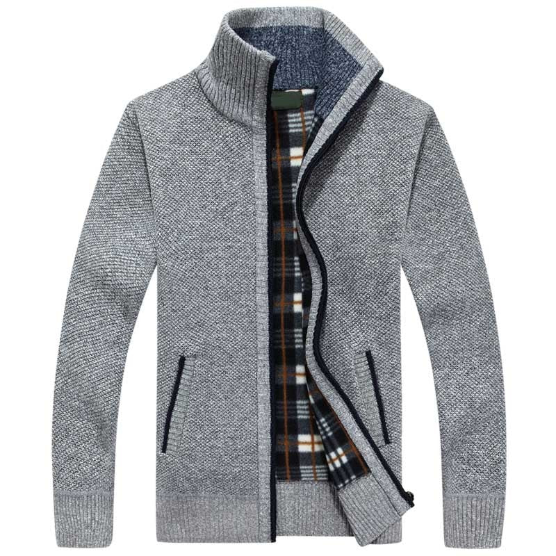 Herren Strickjacke mit Stehkragen – Gefütterte Cardigan-Jacke mit Reissverschluss