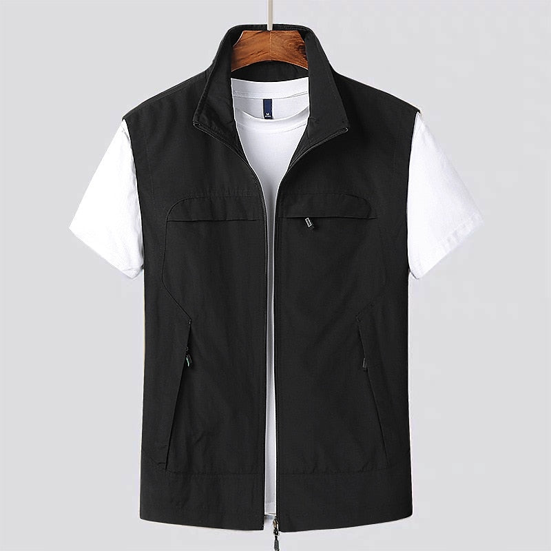 Herren Weste mit Stehkragen – Leichte Outdoor Weste mit Taschen