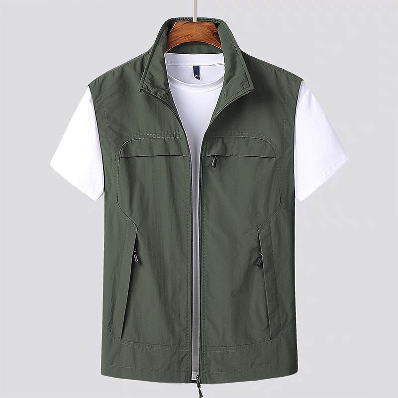 Herren Weste mit Stehkragen – Leichte Outdoor Weste mit Taschen