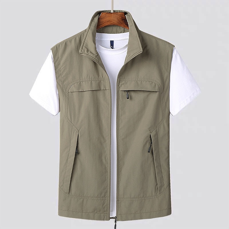 Herren Weste mit Stehkragen – Leichte Outdoor Weste mit Taschen