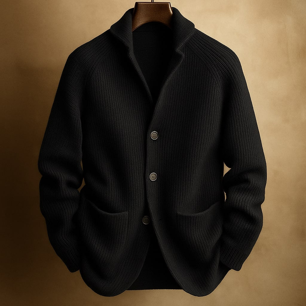Herren Strickjacke mit Schalkragen – Cardigan mit Knopfleiste