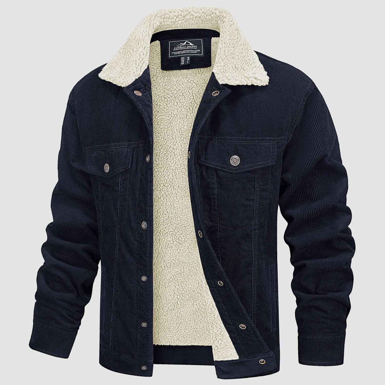 Herren Cordjacke gefüttert – Vintage Jacke mit Stehkragen