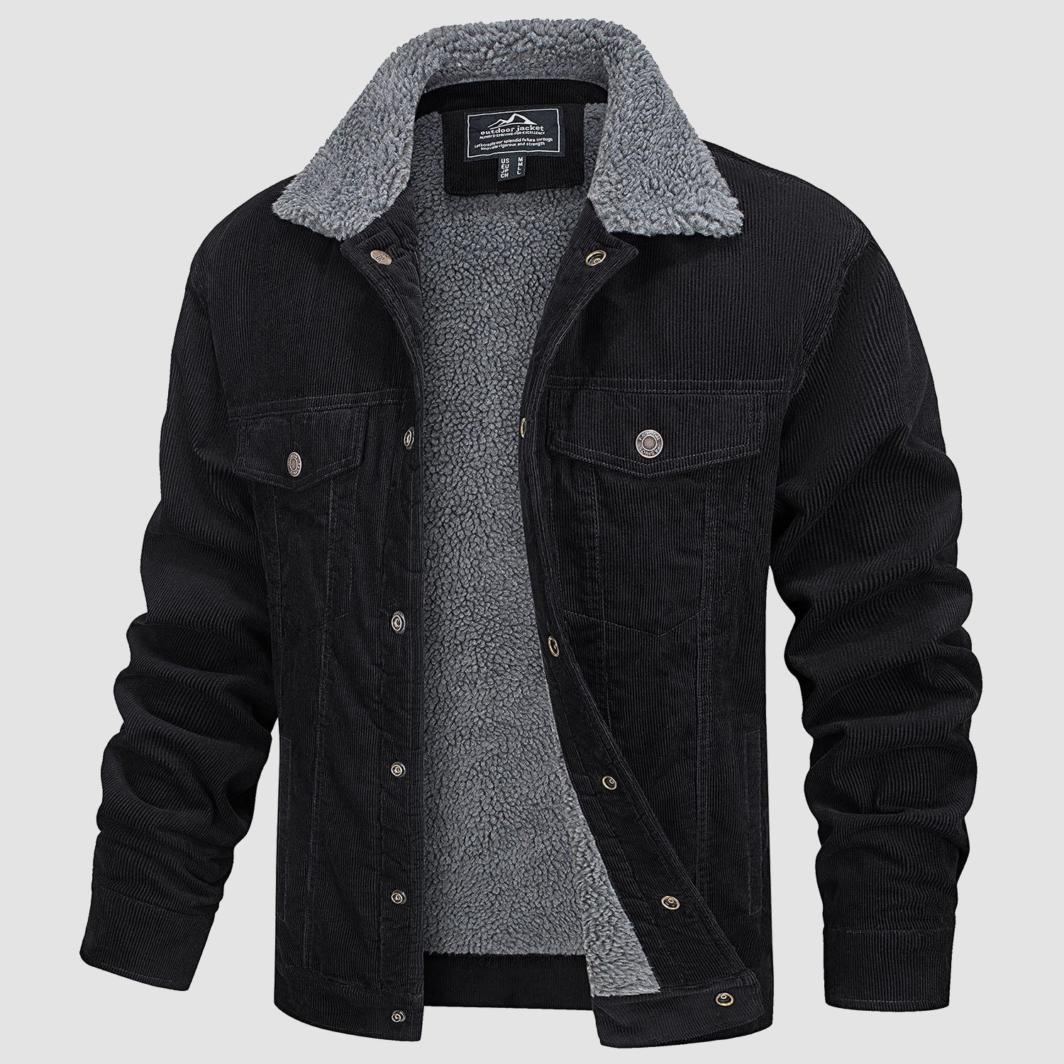 Herren Cordjacke gefüttert – Vintage Jacke mit Stehkragen