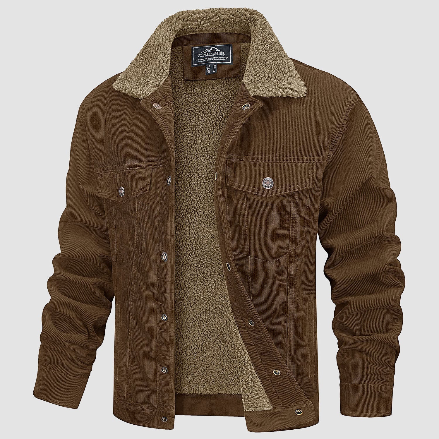 Herren Cordjacke gefüttert – Vintage Jacke mit Stehkragen