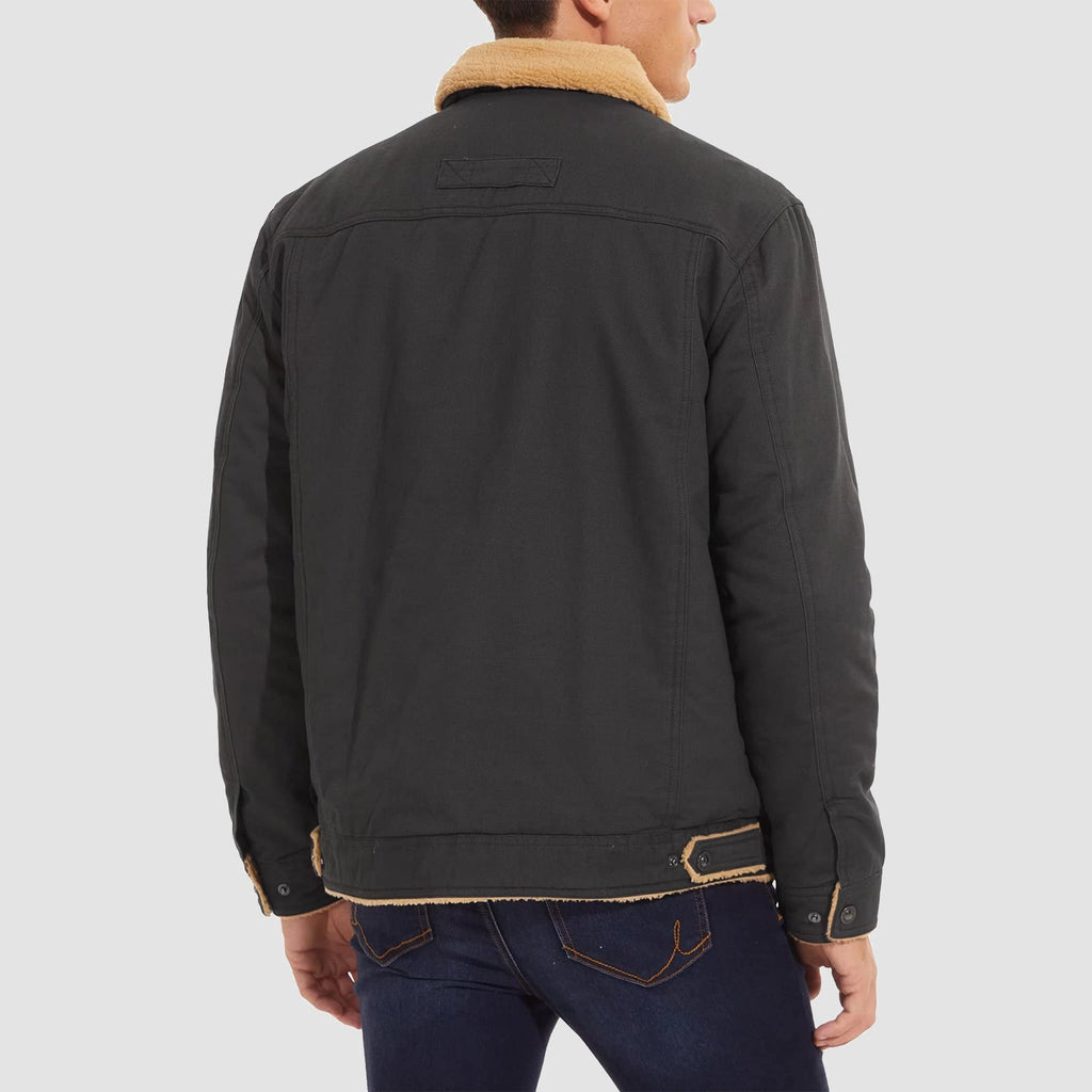 Herren Jeansjacke gefüttert – Trucker-Jacke mit Kontrastkragen