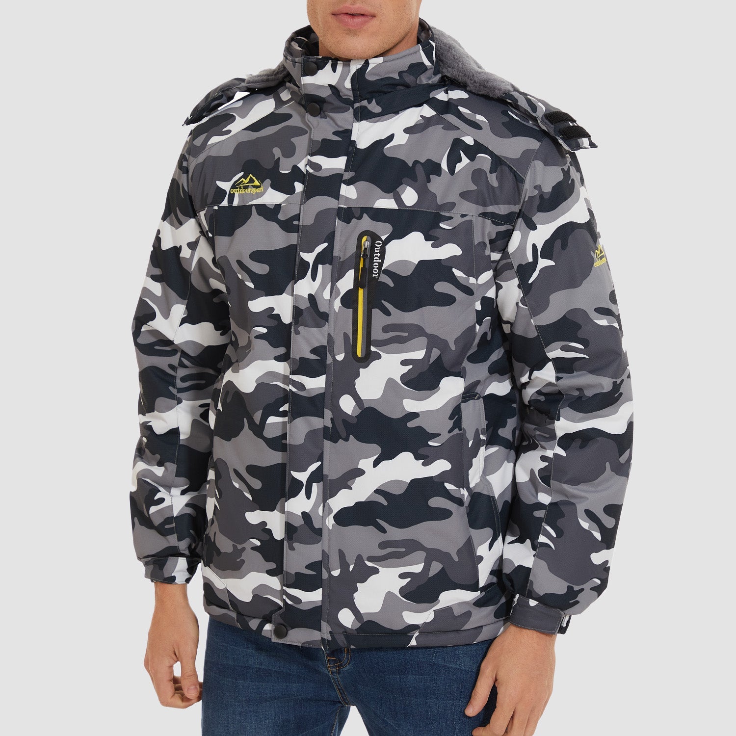 Herren Winterjacke winddicht – Skijacke mit Wärmefutter und Kapuze