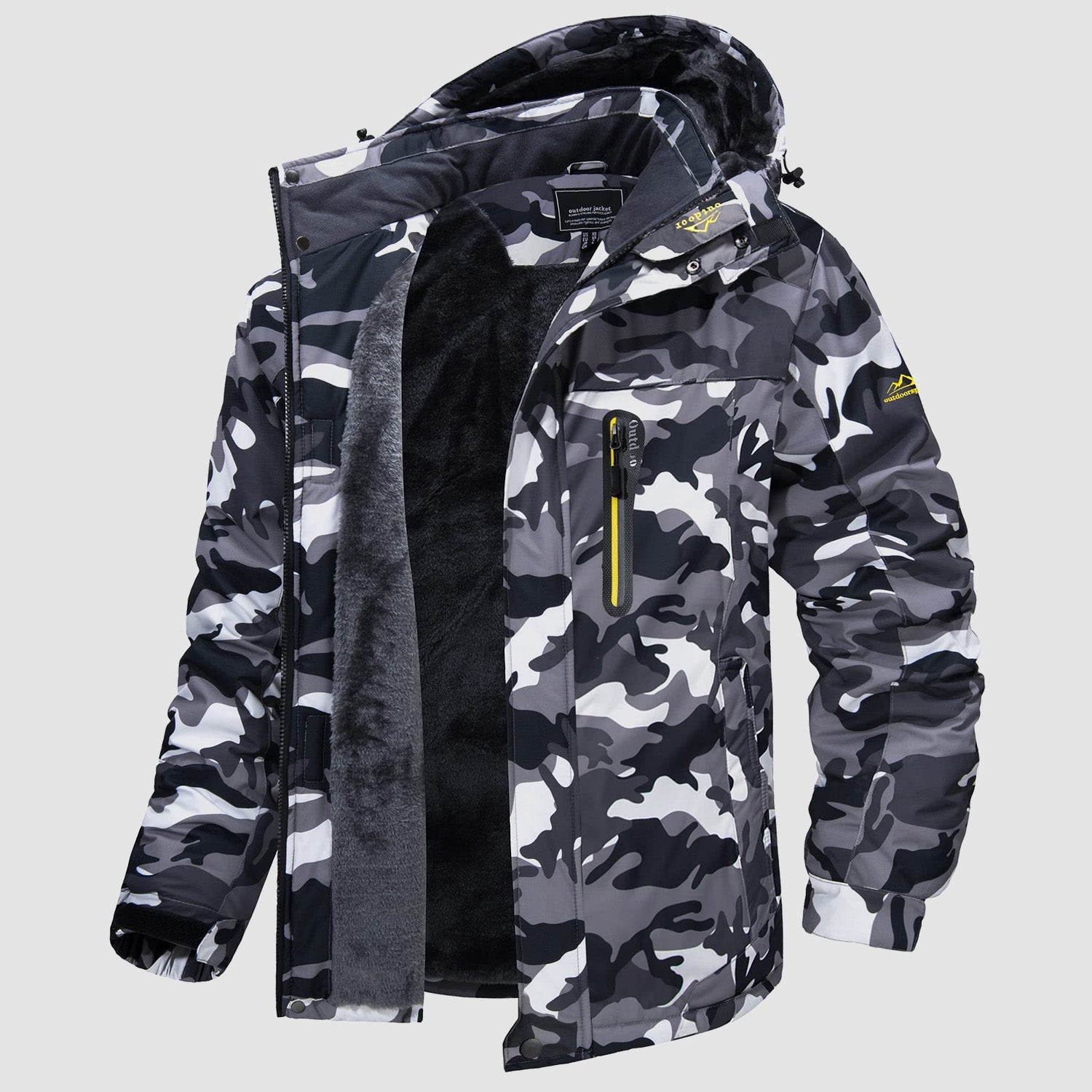 Herren Winterjacke winddicht – Skijacke mit Wärmefutter und Kapuze