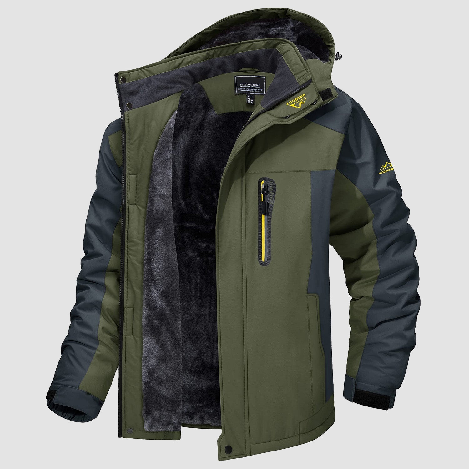 Herren Winterjacke winddicht – Skijacke mit Wärmefutter und Kapuze