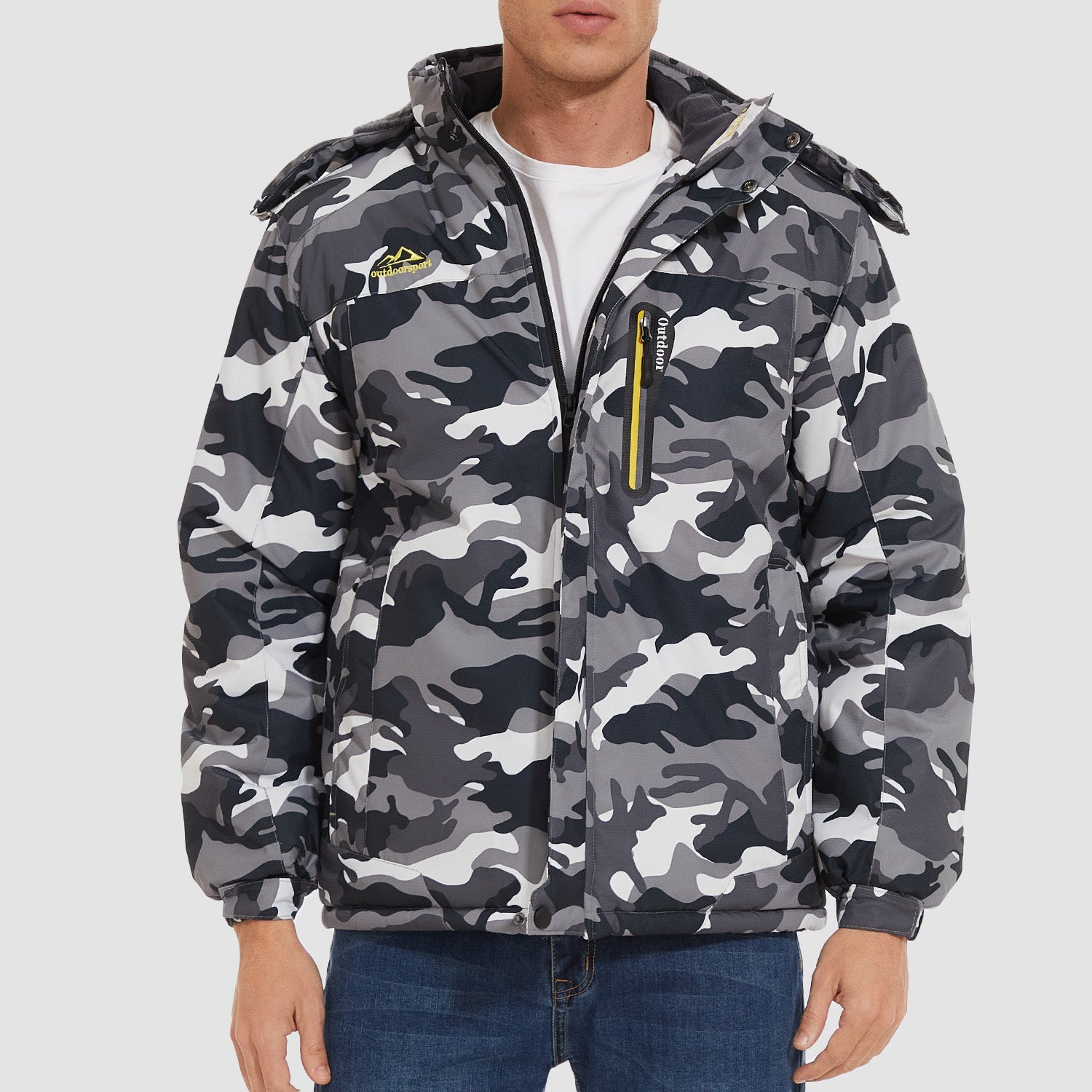 Herren Winterjacke winddicht – Skijacke mit Wärmefutter und Kapuze