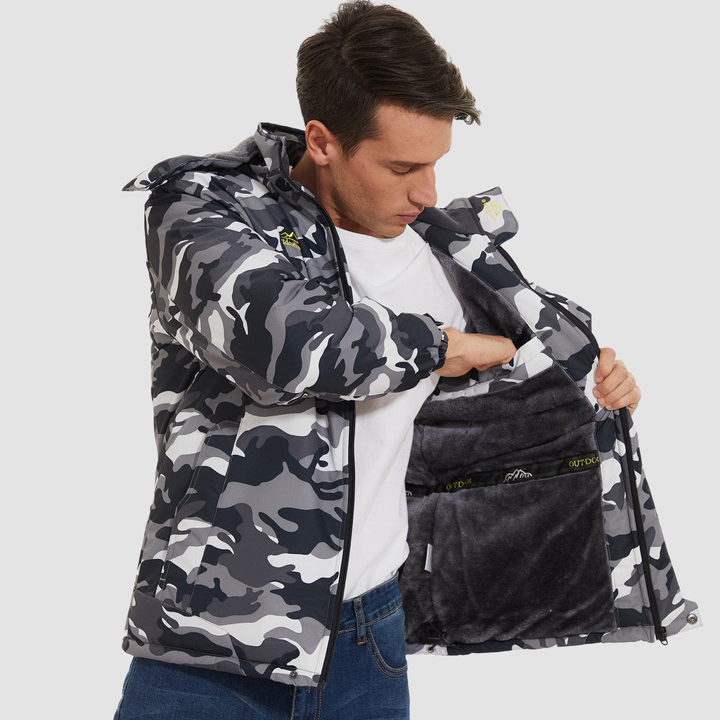 Herren Winterjacke winddicht – Skijacke mit Wärmefutter und Kapuze