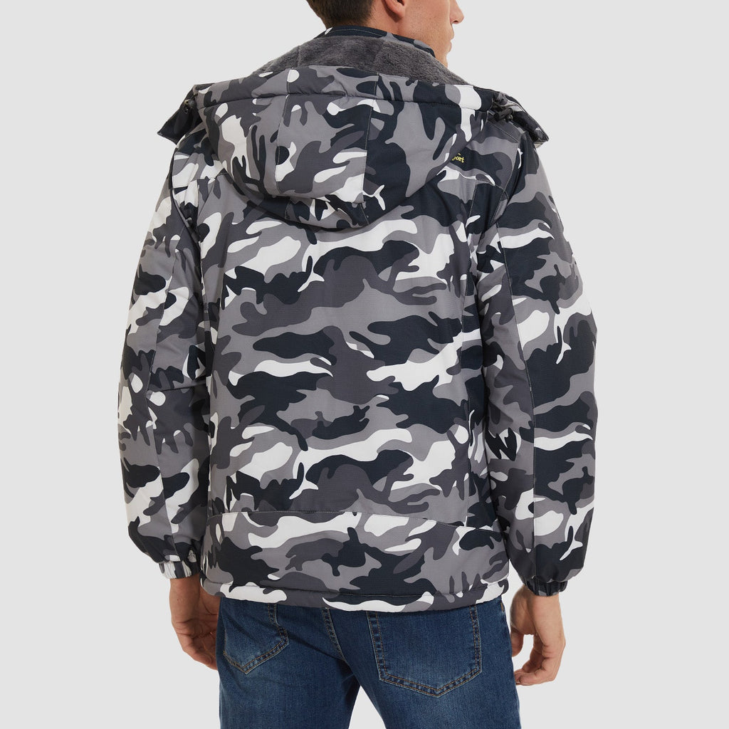 Herren Winterjacke winddicht – Skijacke mit Wärmefutter und Kapuze