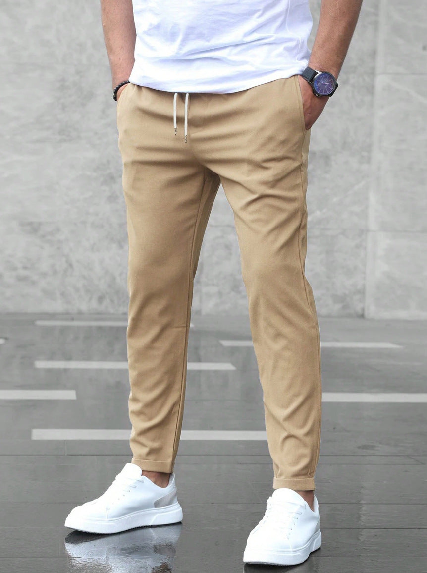 Herren Komforthose mit Kordelzug – Chino Jogger schmal geschnitten
