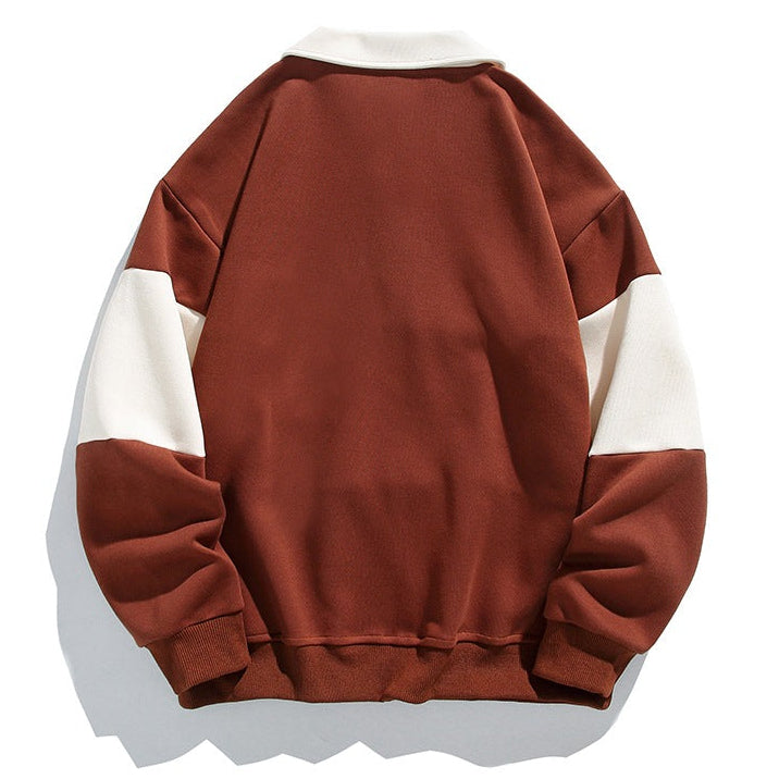 Herren Sweatshirt aus Baumwolle mit Polokragen und Streifen