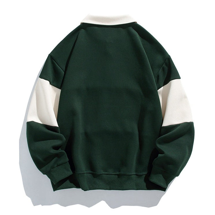 Herren Sweatshirt aus Baumwolle mit Polokragen und Streifen
