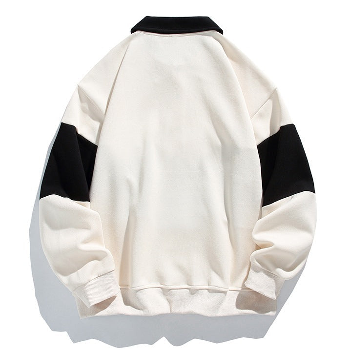 Herren Sweatshirt aus Baumwolle mit Polokragen und Streifen