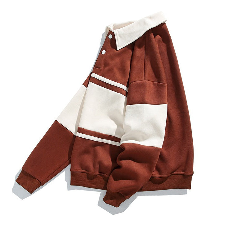 Herren Sweatshirt aus Baumwolle mit Polokragen und Streifen