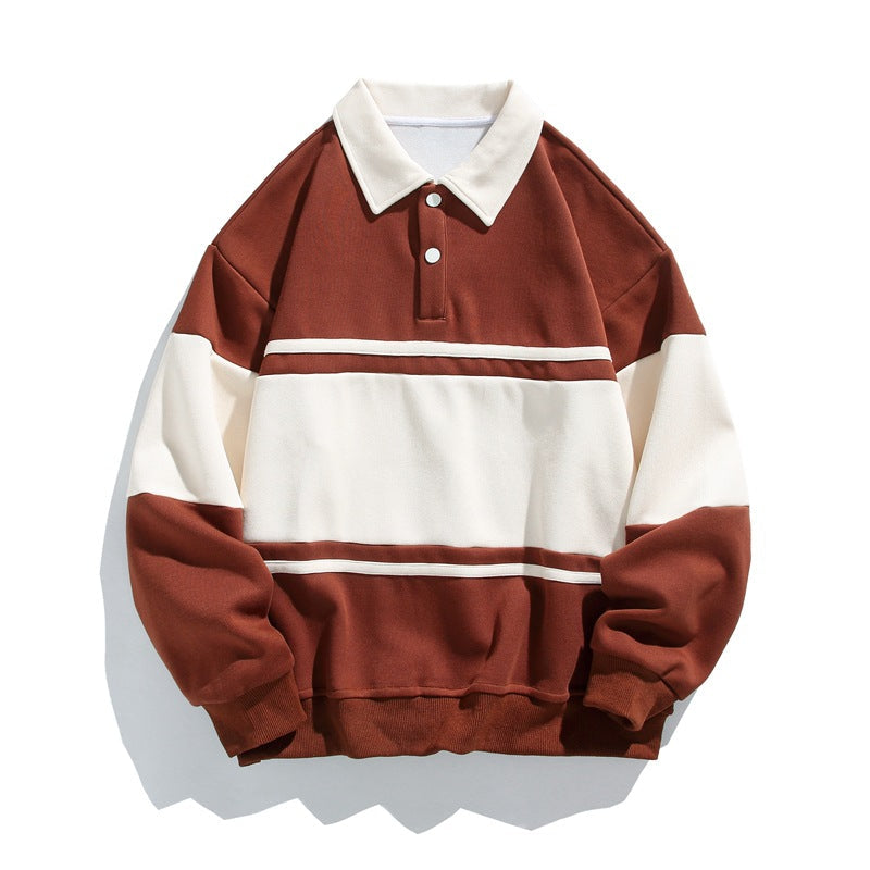 Herren Sweatshirt aus Baumwolle mit Polokragen und Streifen