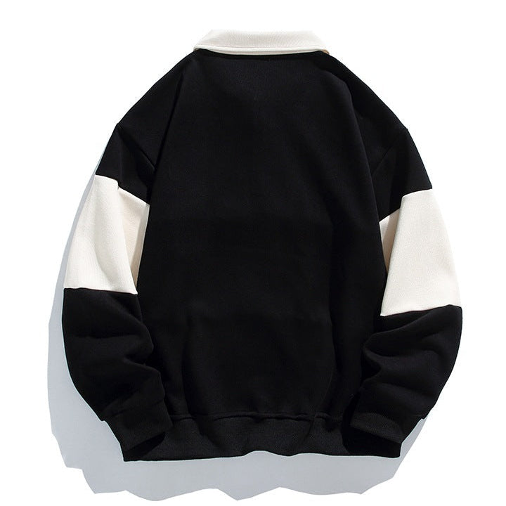 Herren Sweatshirt aus Baumwolle mit Polokragen und Streifen