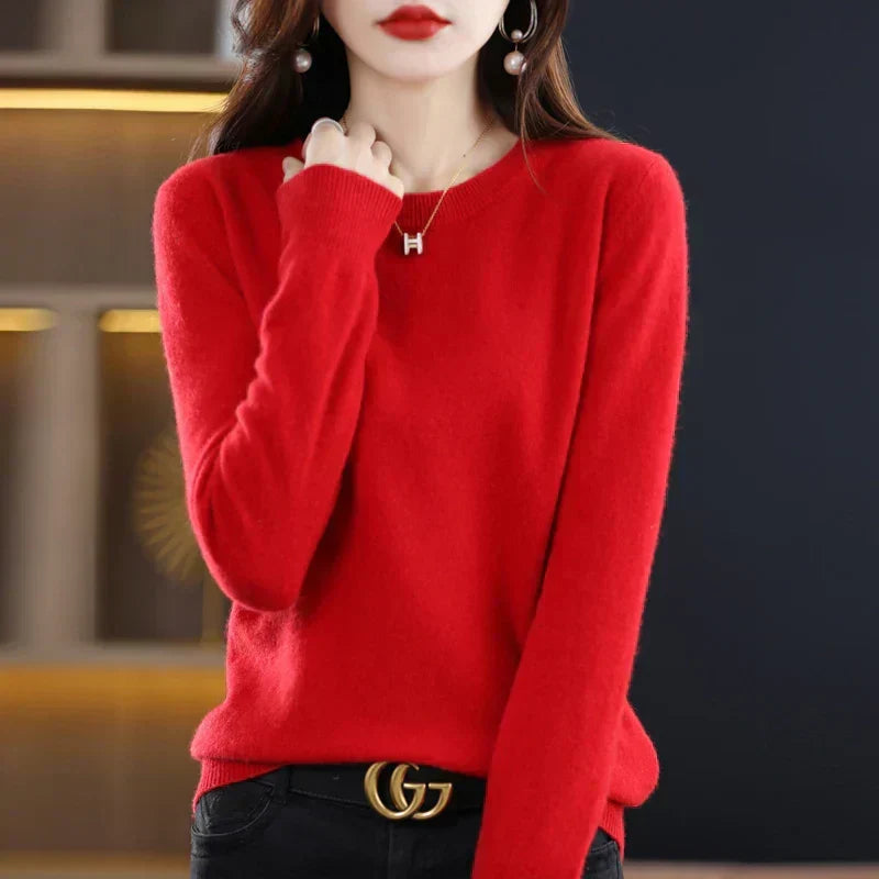 Damen Wollpullover Rundhals – Klassischer Pullover