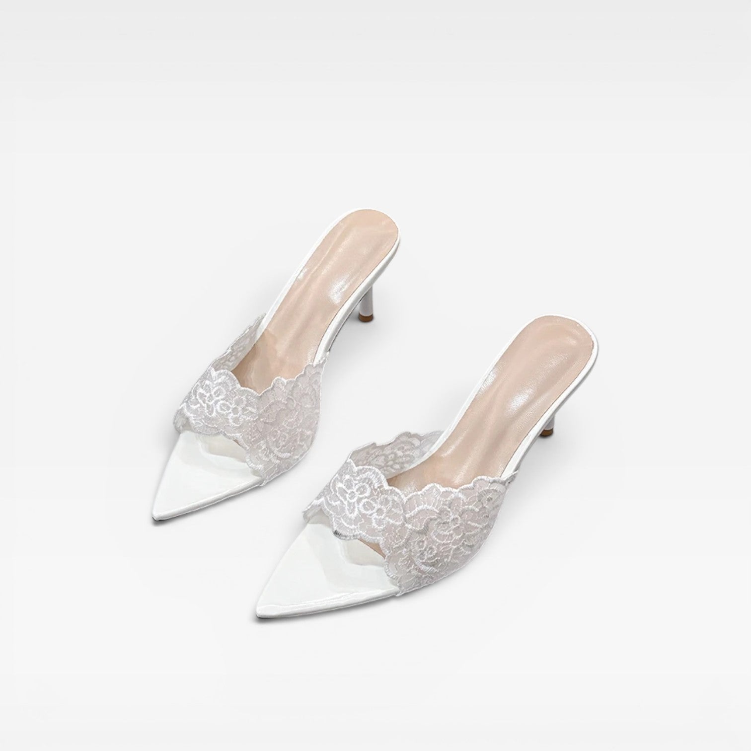 Damen Spitzen-Mule-Absätze – Elegante spitze Stiletto für Tages- und Abendanlässe