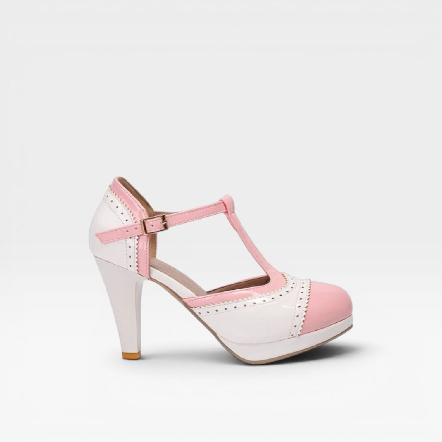 Damen Vintage Mary Jane Pumps – Elegante T-Riemen Zwei-Ton Brogue Absätze für Partys und besondere Anlässe