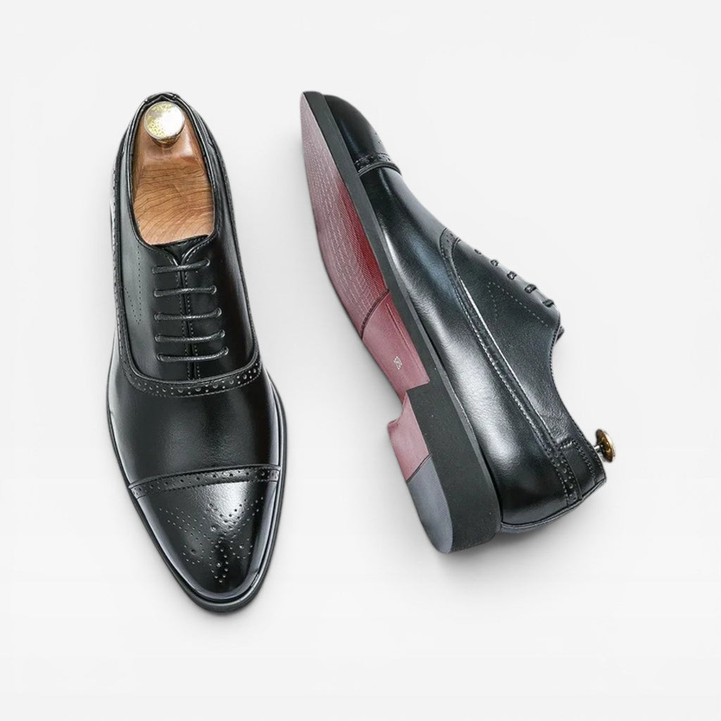 Herren Brogue Oxford Schuhe – Klassische Leder Schnürschuhe mit Kappenzehe