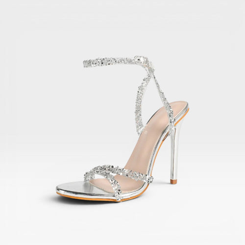 Damen Diamante Riemchenabsätze – Elegante Open Toe Stiletto Sandalen für besondere Anlässe