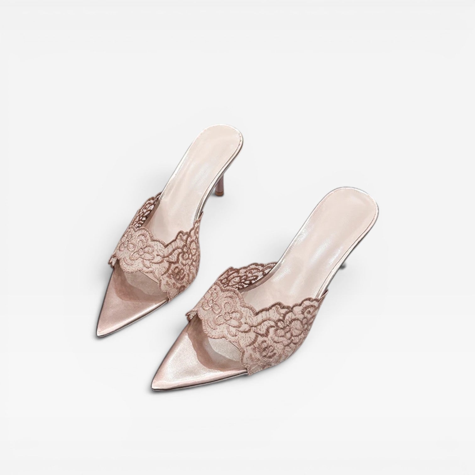 Damen Spitzen-Mule-Absätze – Elegante spitze Stiletto für Tages- und Abendanlässe