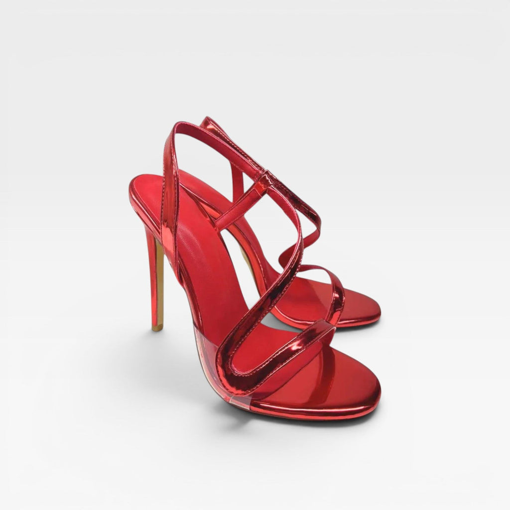 Damen Metallic Riemchenabsätze – Elegante Schlanke Stiletto Sandalen für Besondere Anlässe
