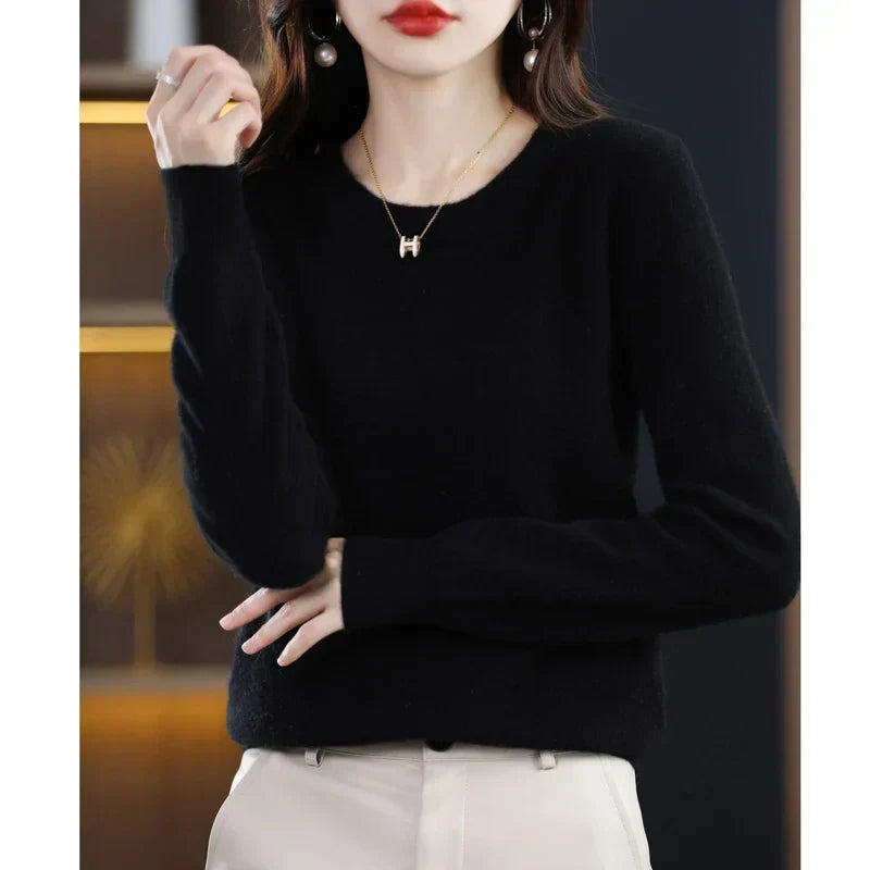 Damen Wollpullover Rundhals – Klassischer Pullover