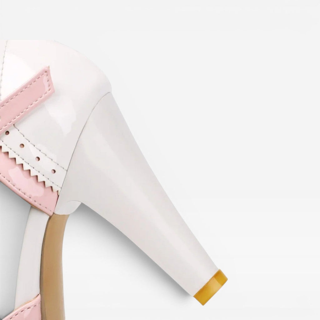 Damen Vintage Mary Jane Pumps – Elegante T-Riemen Zwei-Ton Brogue Absätze für Partys und besondere Anlässe