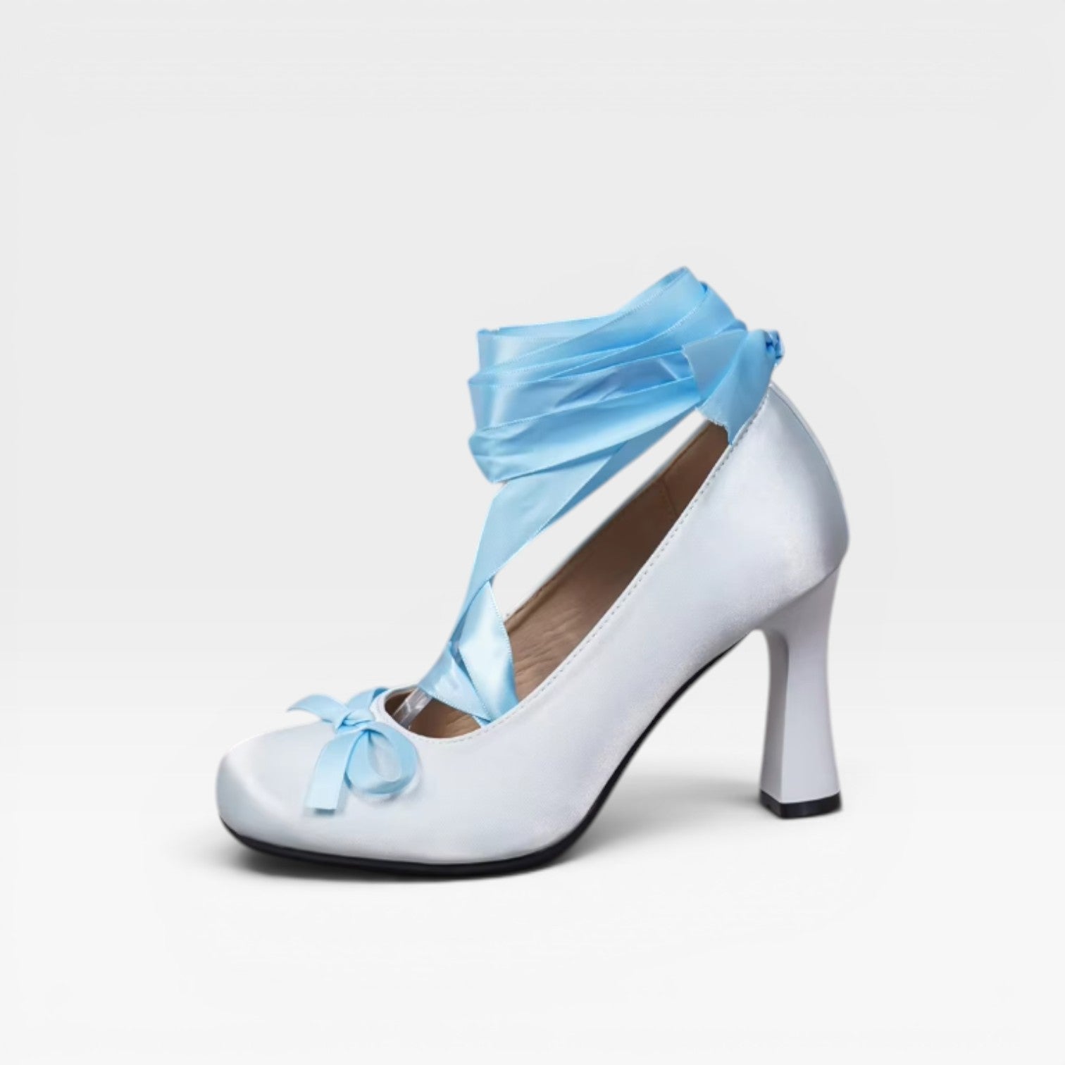 Damen Satin Ballettabsätze – Elegante Riemchen mit Blockabsatz für besondere Anlässe