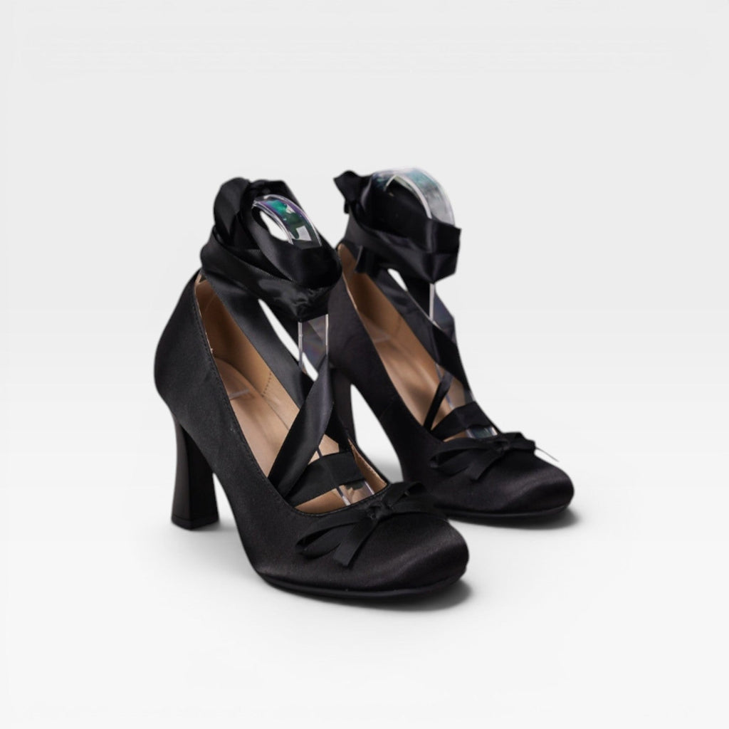 Damen Satin Ballettabsätze – Elegante Riemchen mit Blockabsatz für besondere Anlässe