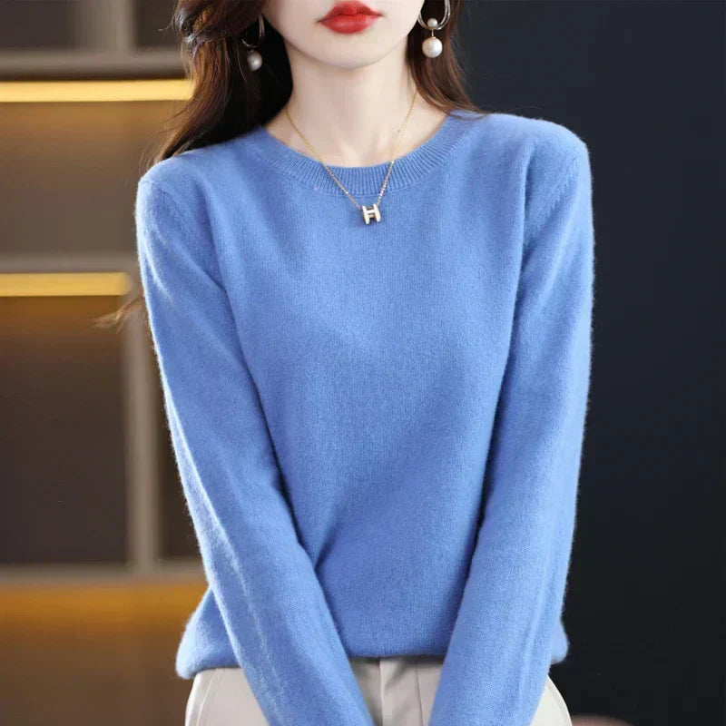 Damen Wollpullover Rundhals – Klassischer Pullover