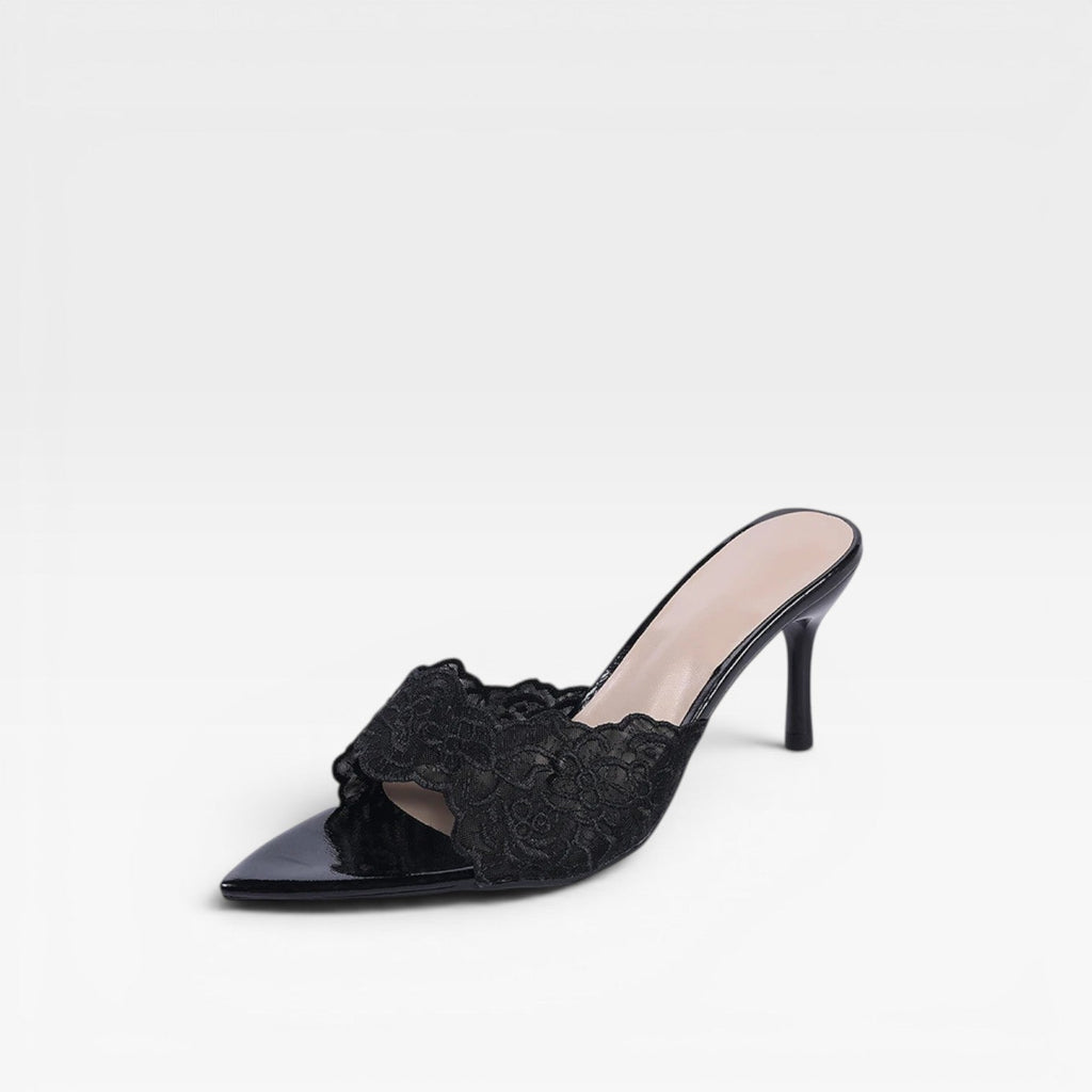 Damen Spitzen-Mule-Absätze – Elegante spitze Stiletto für Tages- und Abendanlässe