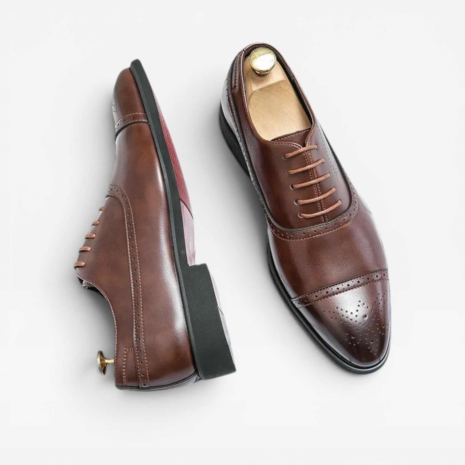 Herren Brogue Oxford Schuhe – Klassische Leder Schnürschuhe mit Kappenzehe