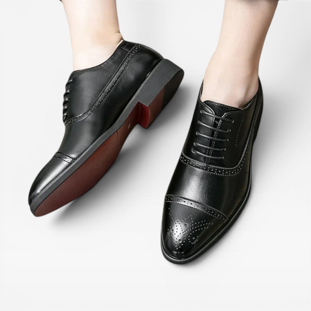 Herren Brogue Oxford Schuhe – Klassische Leder Schnürschuhe mit Kappenzehe