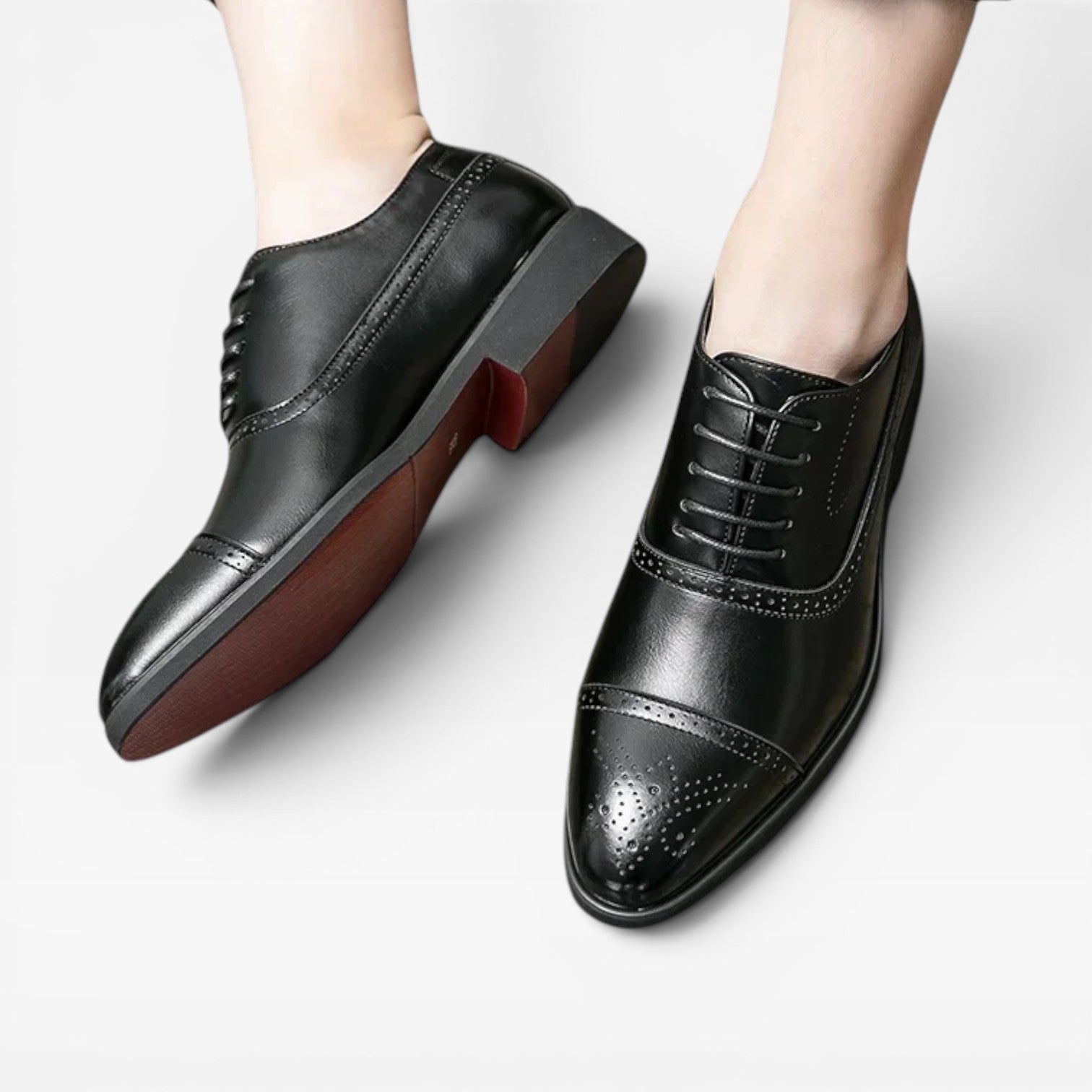 Herren Brogue Oxford Schuhe – Klassische Leder Schnürschuhe mit Kappenzehe