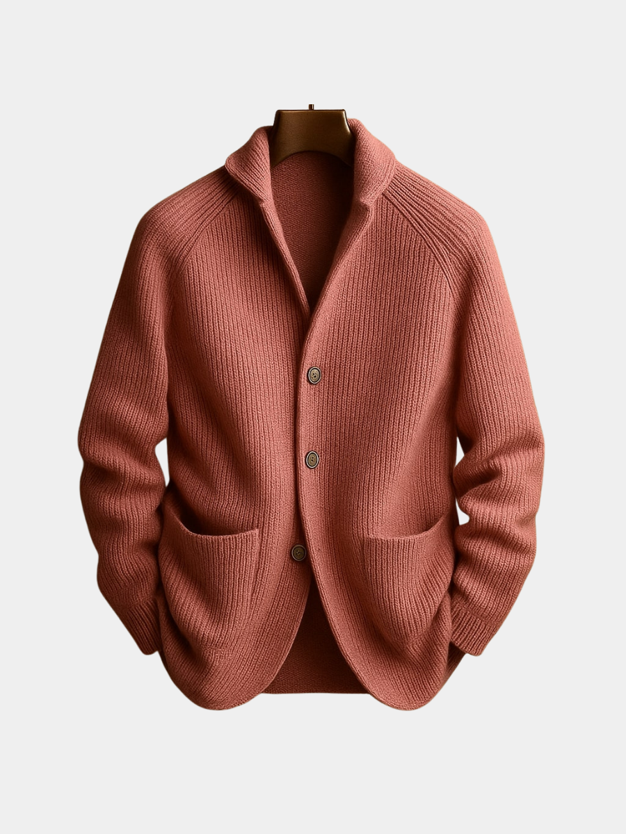 Herren Strickjacke mit Schalkragen – Cardigan mit Knopfleiste