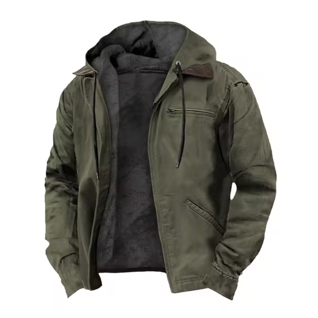 Herren Kapuzenjacke mit Reissverschluss – Gefütterte Übergangsjacke