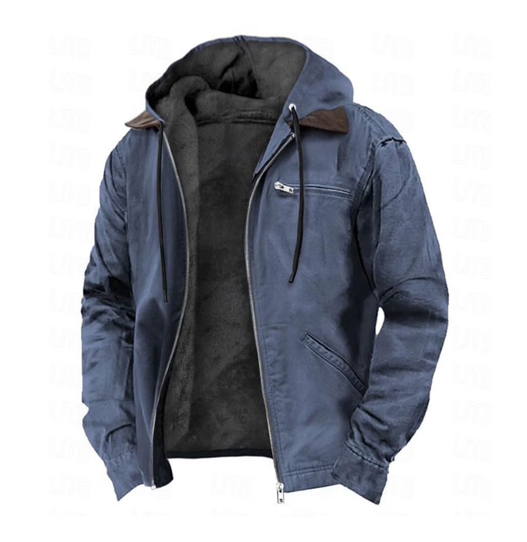 Herren Kapuzenjacke mit Reissverschluss – Gefütterte Übergangsjacke