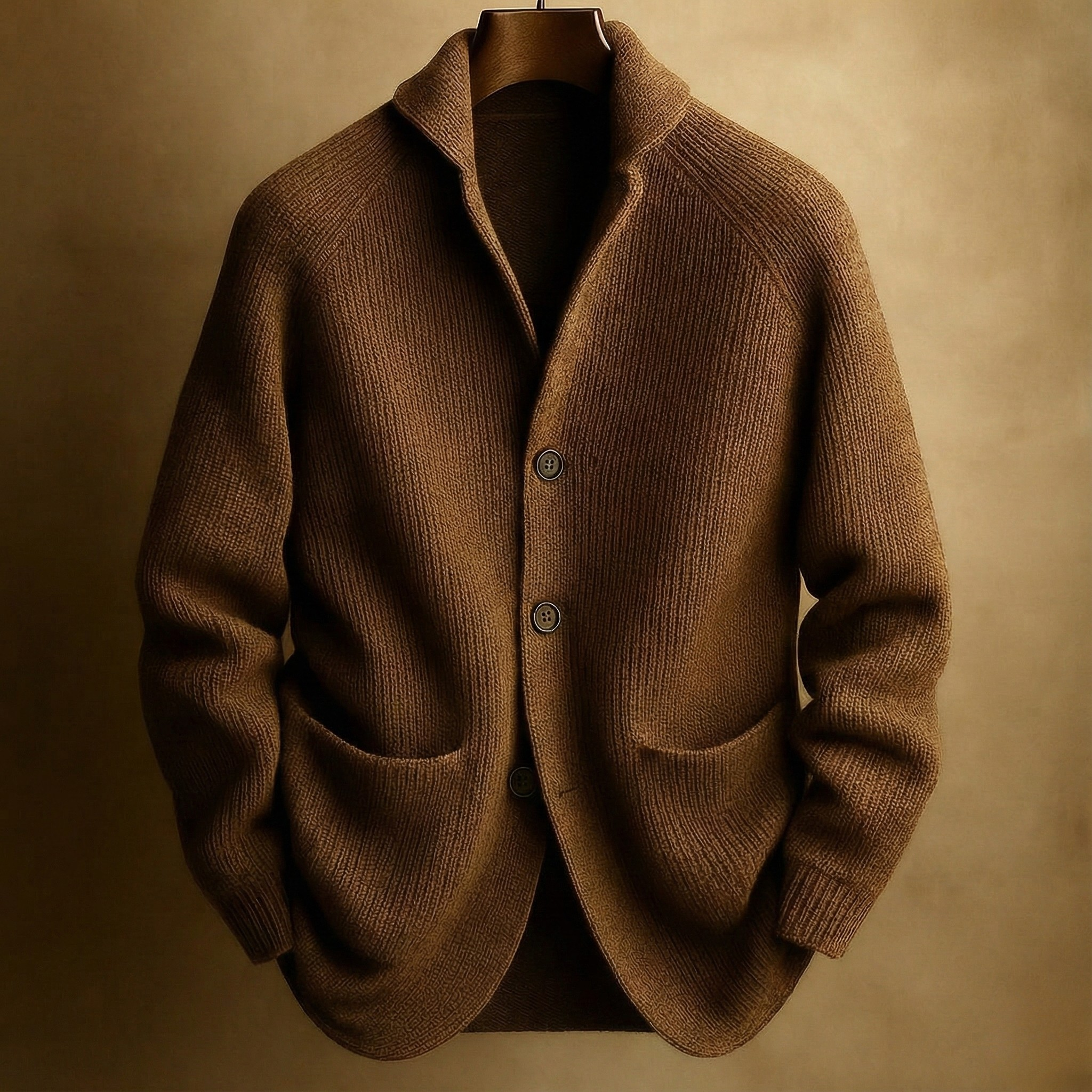 Herren Strickjacke mit Schalkragen – Cardigan mit Knopfleiste