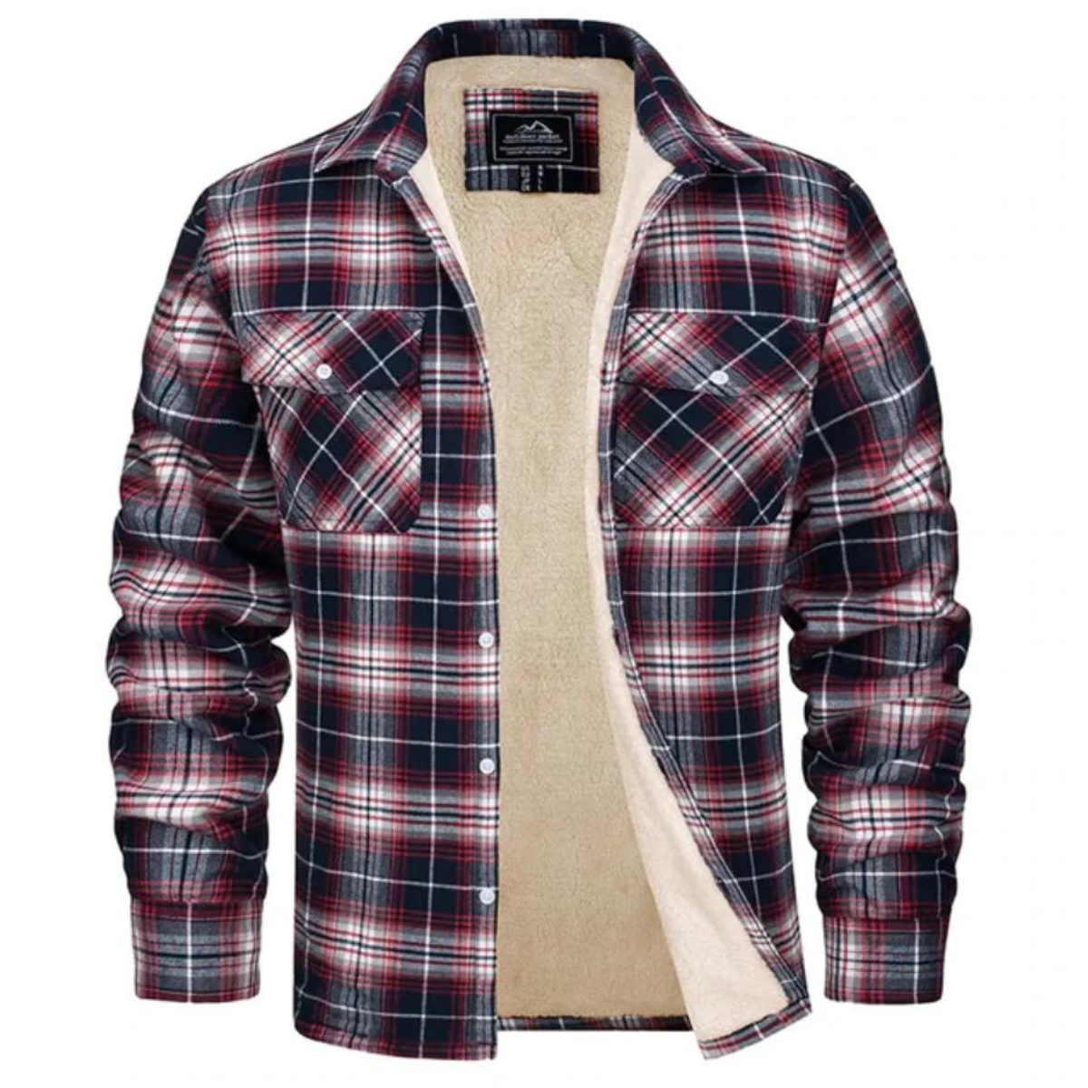 Herren Flanelljacke kariert – Hemdjacke mit Knopfleiste und Brusttaschen