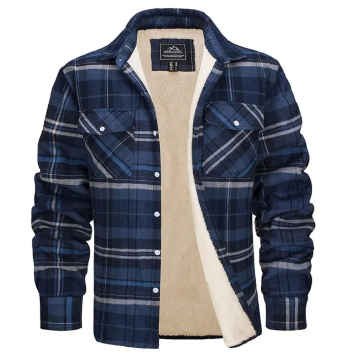 Herren Flanelljacke kariert – Hemdjacke mit Knopfleiste und Brusttaschen