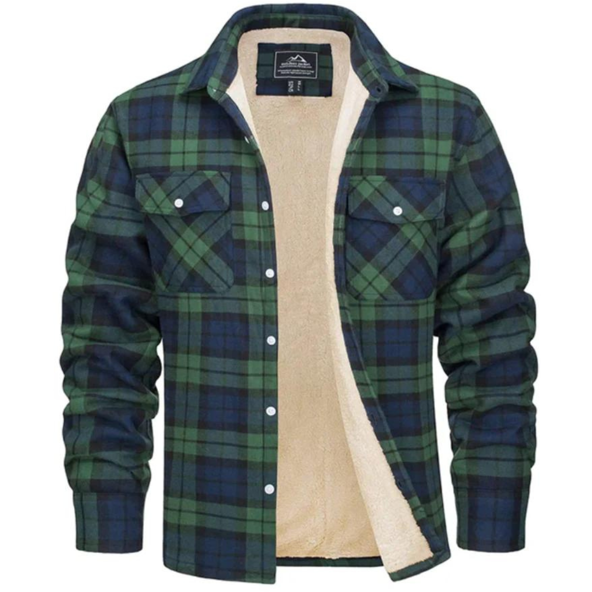 Herren Flanelljacke kariert – Hemdjacke mit Knopfleiste und Brusttaschen