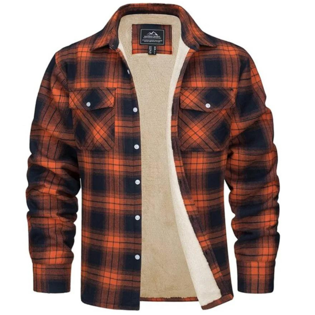 Herren Flanelljacke kariert – Hemdjacke mit Knopfleiste und Brusttaschen
