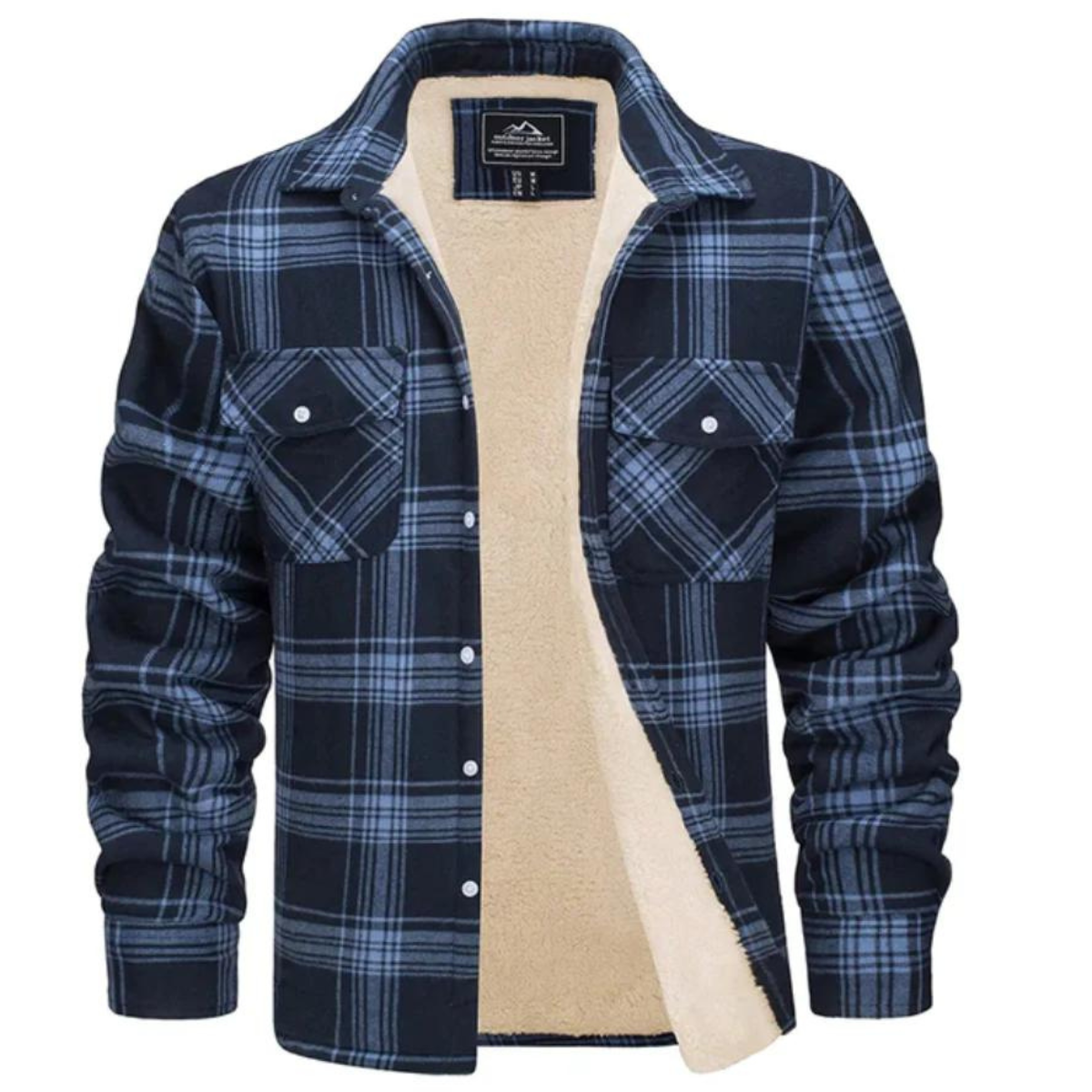 Herren Flanelljacke kariert – Hemdjacke mit Knopfleiste und Brusttaschen