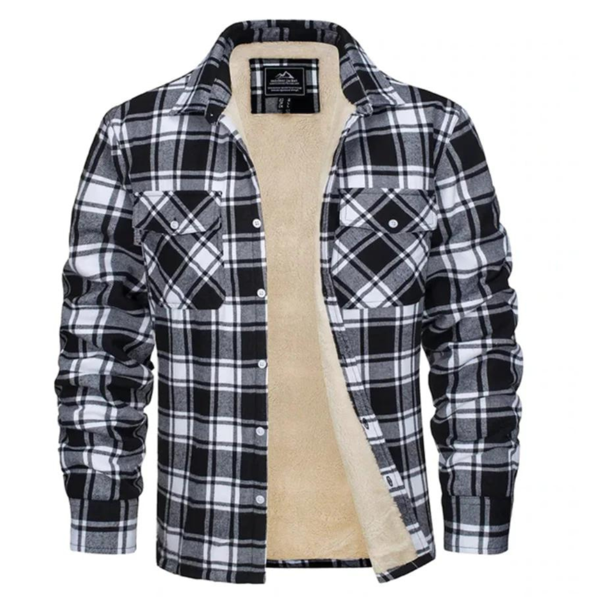 Herren Flanelljacke kariert – Hemdjacke mit Knopfleiste und Brusttaschen