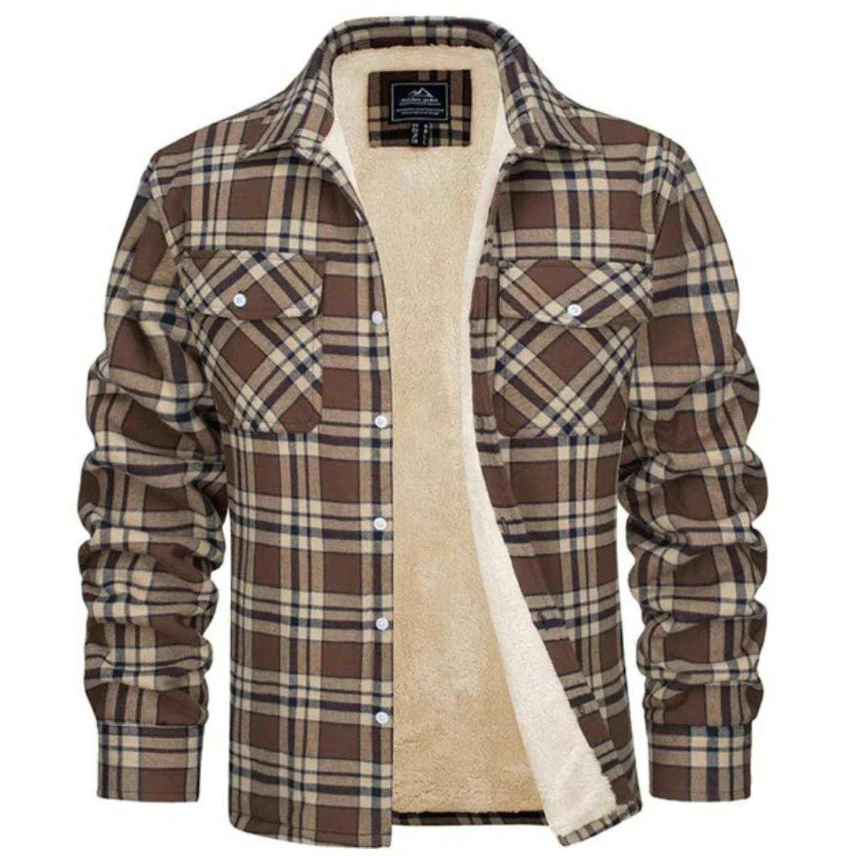 Herren Flanelljacke kariert – Hemdjacke mit Knopfleiste und Brusttaschen