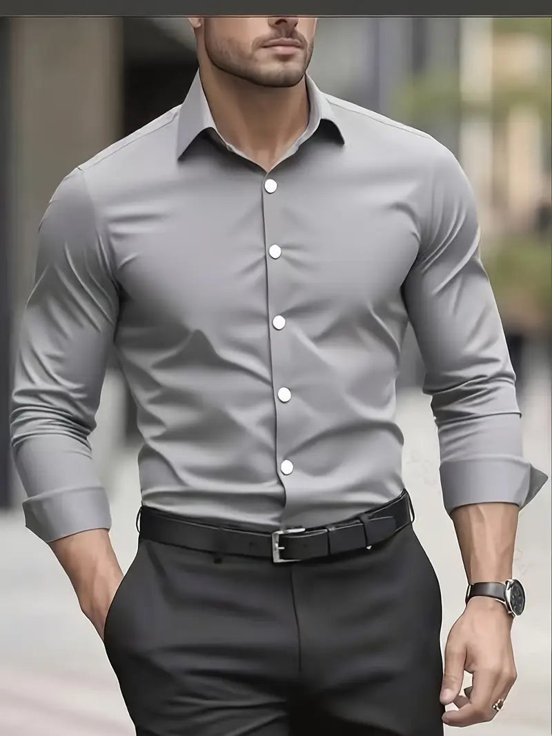 Herren Businesshemd Langarm – Bügelleichtes Hemd mit modernem Schnitt